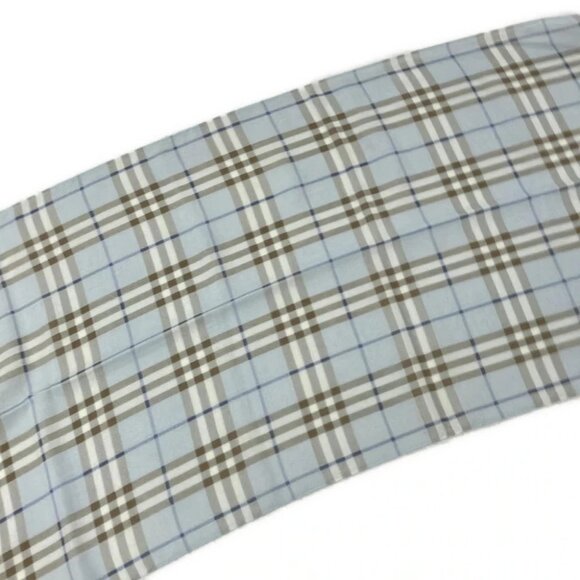 Burberry LONDON - Light Blue Brown Navy Wool Scarf - Picture 2 of 4
